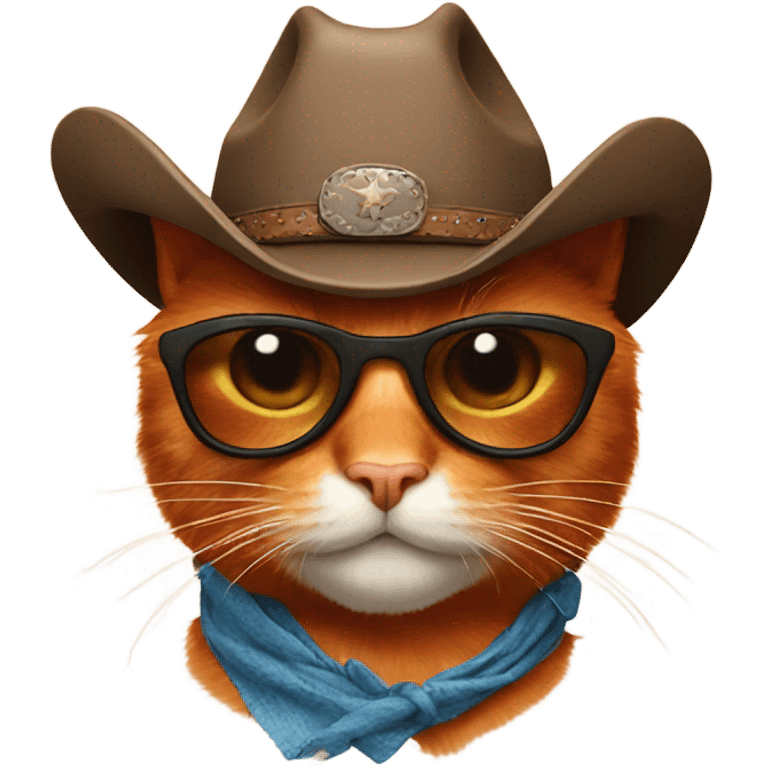 Red cat with sun glasses and cowboy hat  emoji