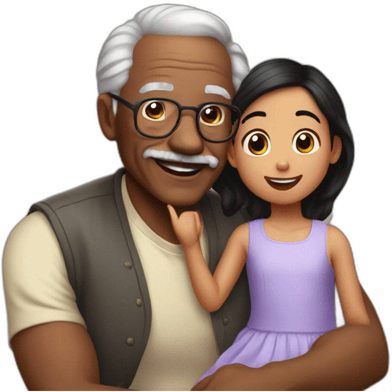 Black haired Grandpa playing with grand daughter emoji