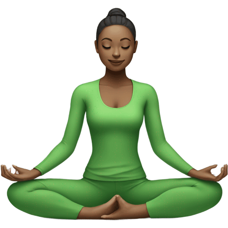 A girl does yoga in a green suit emoji