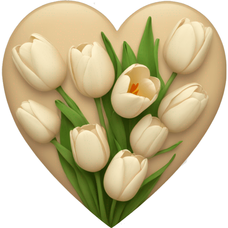 beige heart with tulips emoji