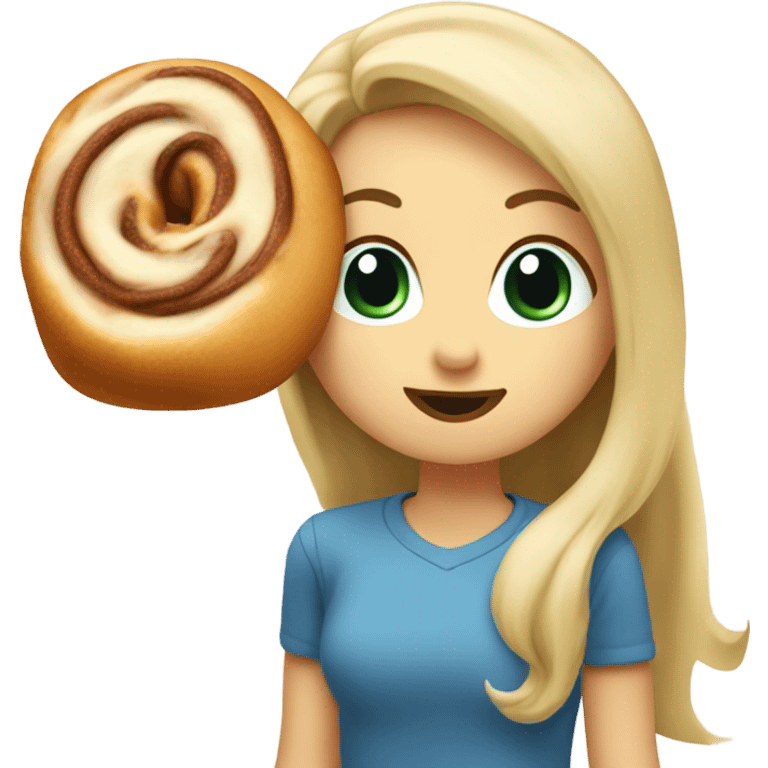 Long straight Blonde hair girl licking cinnamon roll  emoji