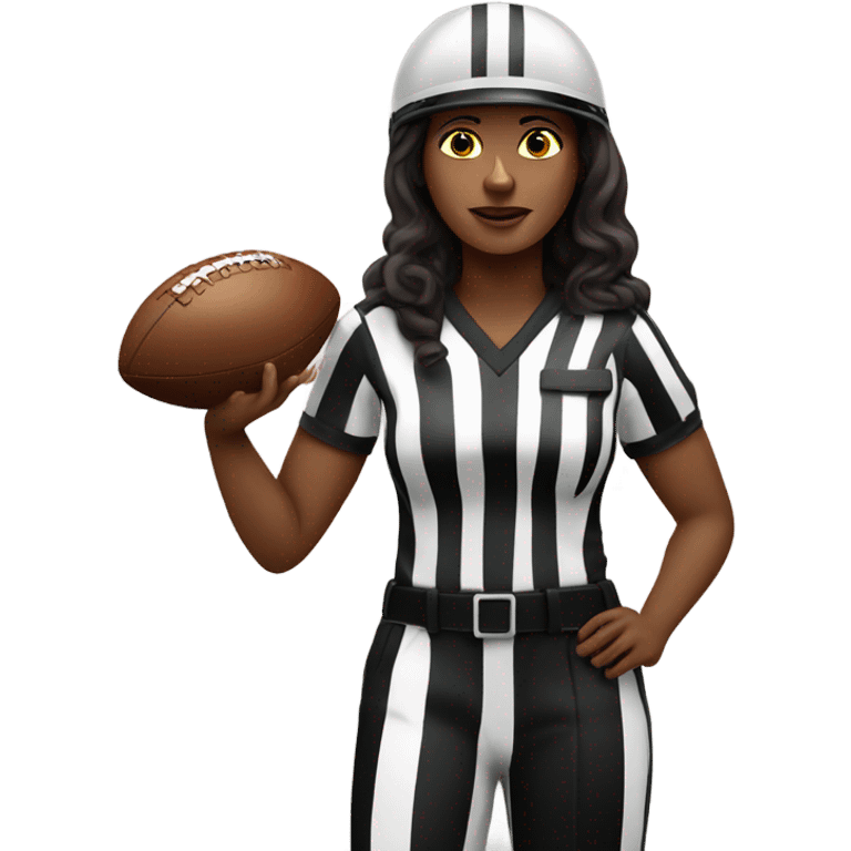 American football white woman referee with boy American  football player  emoji