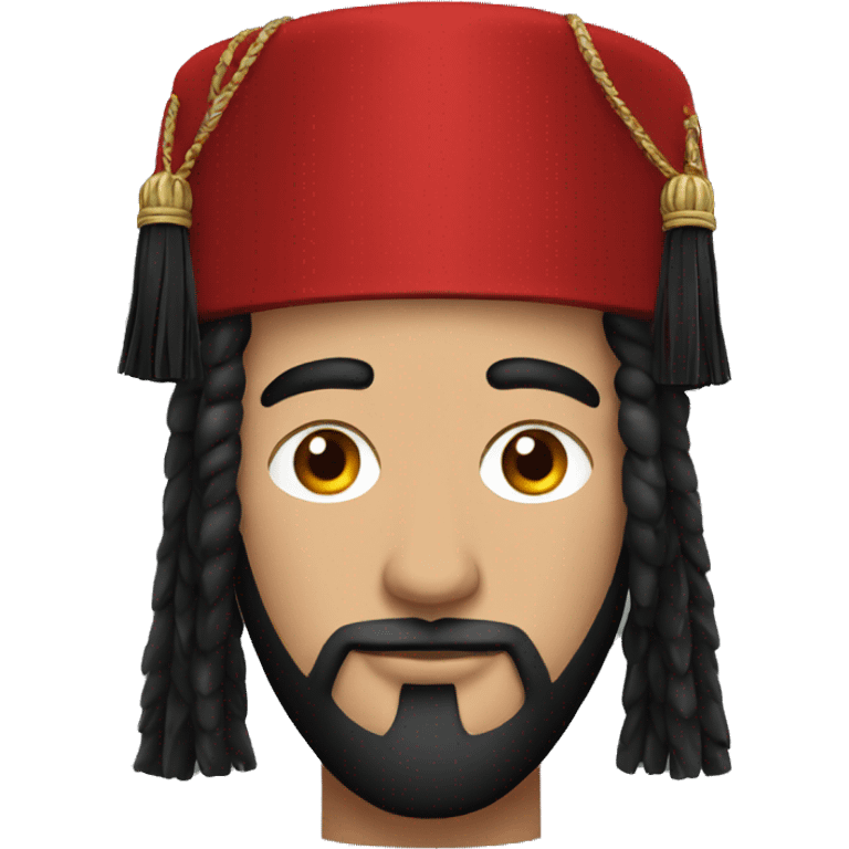 man wearing red fez with black tassels emoji