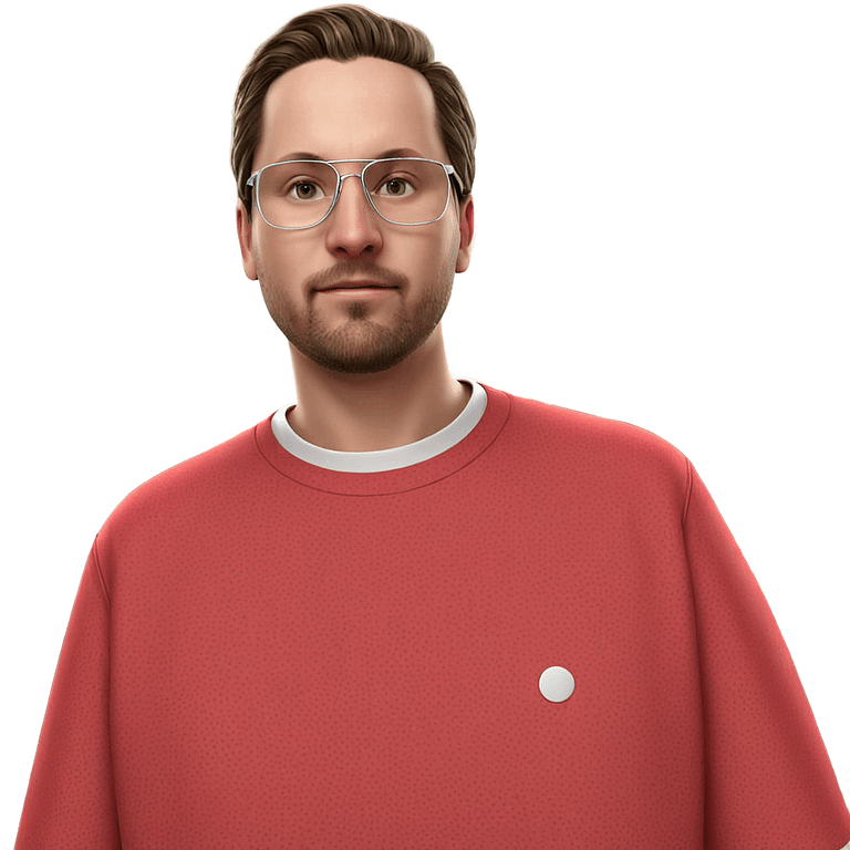 man in red shirt portrait emoji