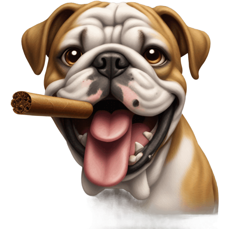 Brindle bulldog smoking large cigar emoji