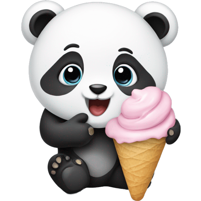 Panda eating ice cream emoji