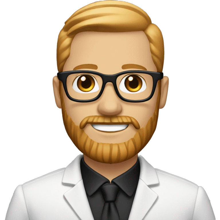 White groom with black glasses and strawberry blonde long straight beard  emoji