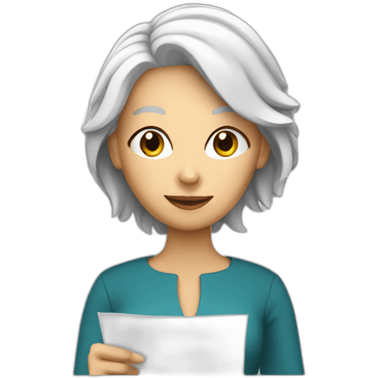 women with white hair filling paperwork emoji