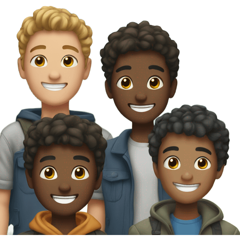 group of boys outdoors smiling emoji