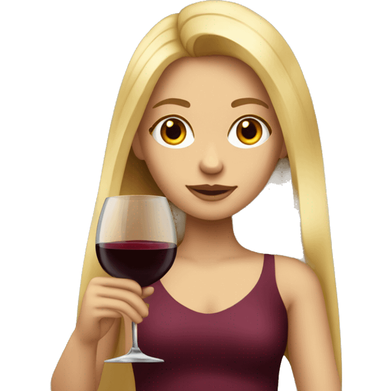 girl with long blonde hair and big glass red wine emoji