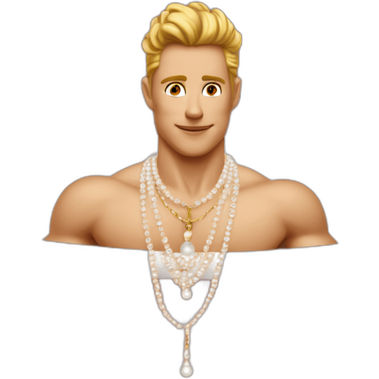 Posh-muscle-boy-pearl-necklace-in-golden-bathtub emoji