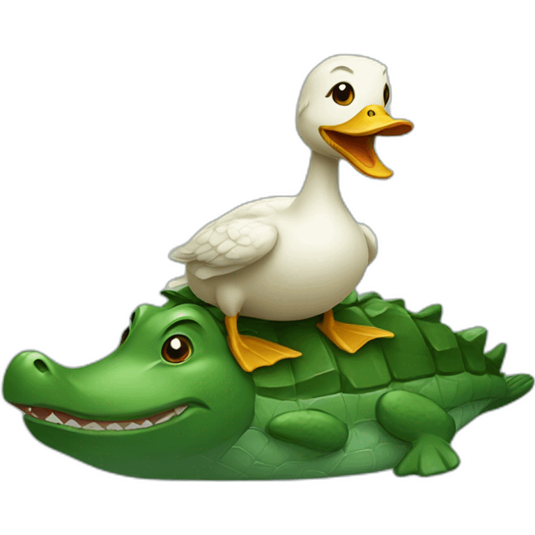 Duck riding a crocodile  emoji