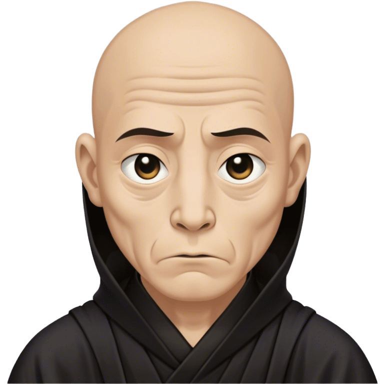 A silent monk with deep wrinkles, his black robe blending into the void, only his solemn eyes visible emoji