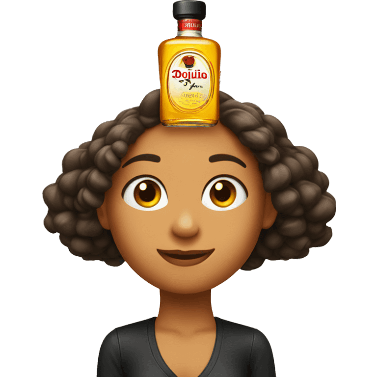 Girl holding Don Julio on top of head emoji