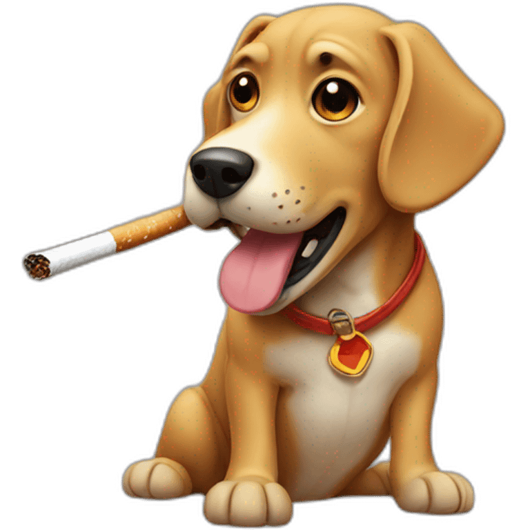 Cigarette smoking dog emoji