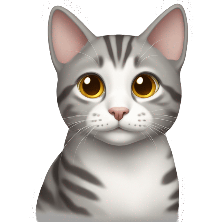 gray and white tabby cat brown eyes full body emoji