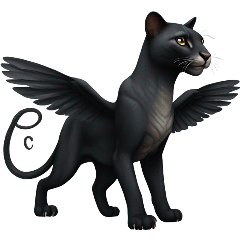 realistic winged black puma with snake  emoji