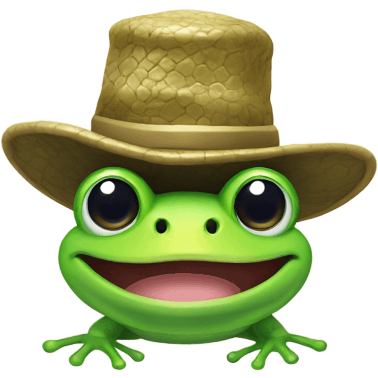 Frog and snake with cute hats  emoji