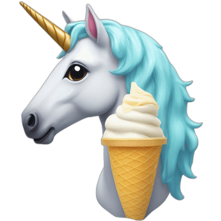 a unicorn eating ice cream emoji