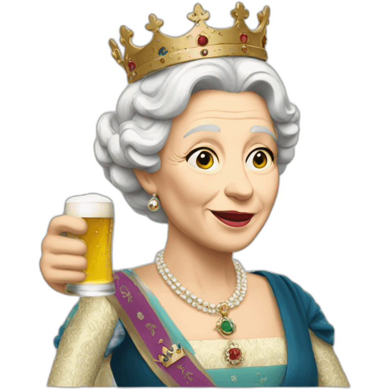 British Queen drinking beer emoji