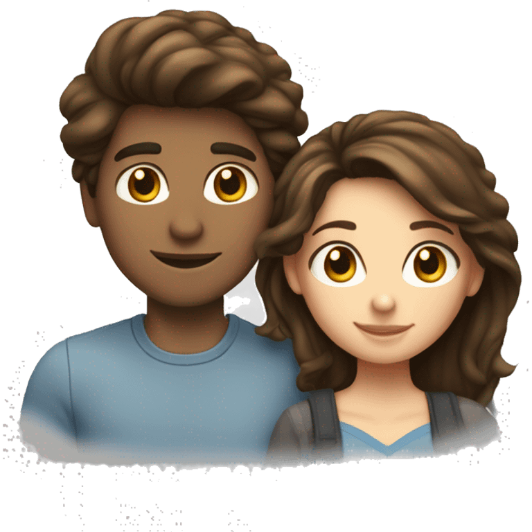 Love couple brunnete girl and boy emoji