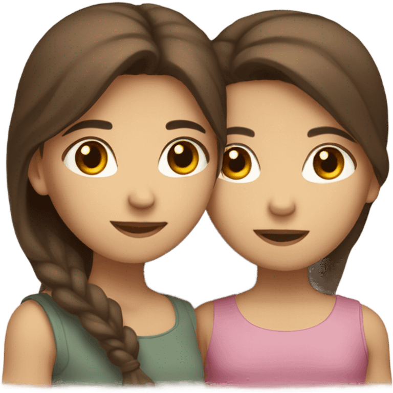 lesbian cuddles dark brown hair girl and light brown hair girl  emoji