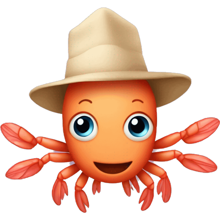 shrimp with a hat emoji