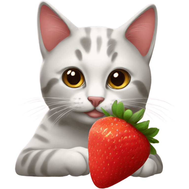 cat eating strawberries emoji