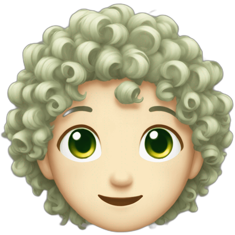 anime curly hair green eyes giggle emoji