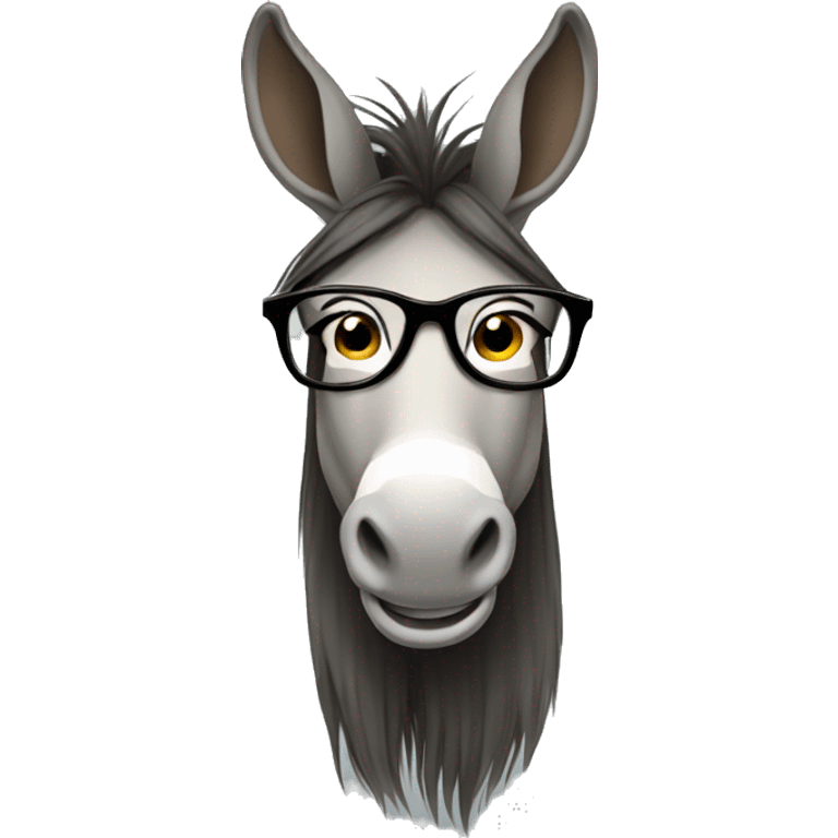 female donkey with glasses and long hair emoji