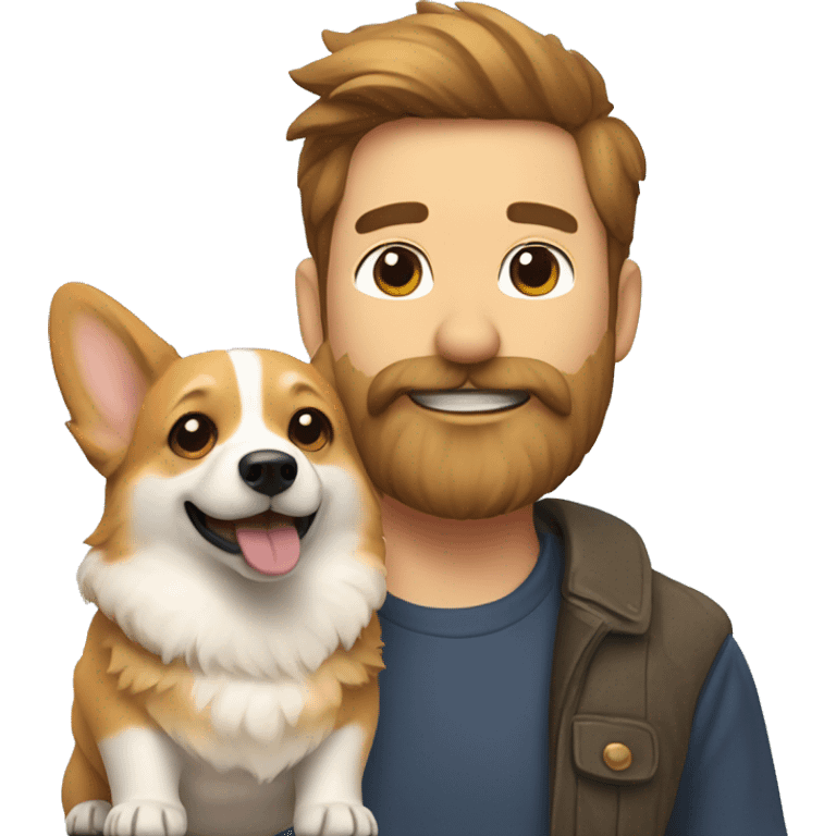 Corgi with a human pet who has a beard  emoji