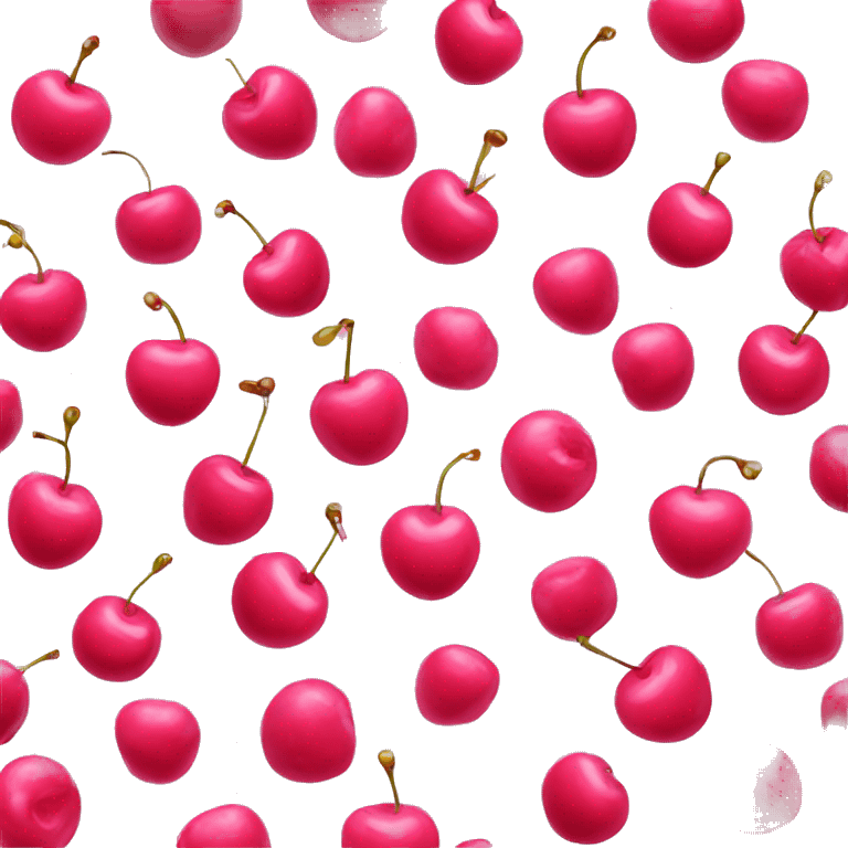 Pink cherries with a bow emoji