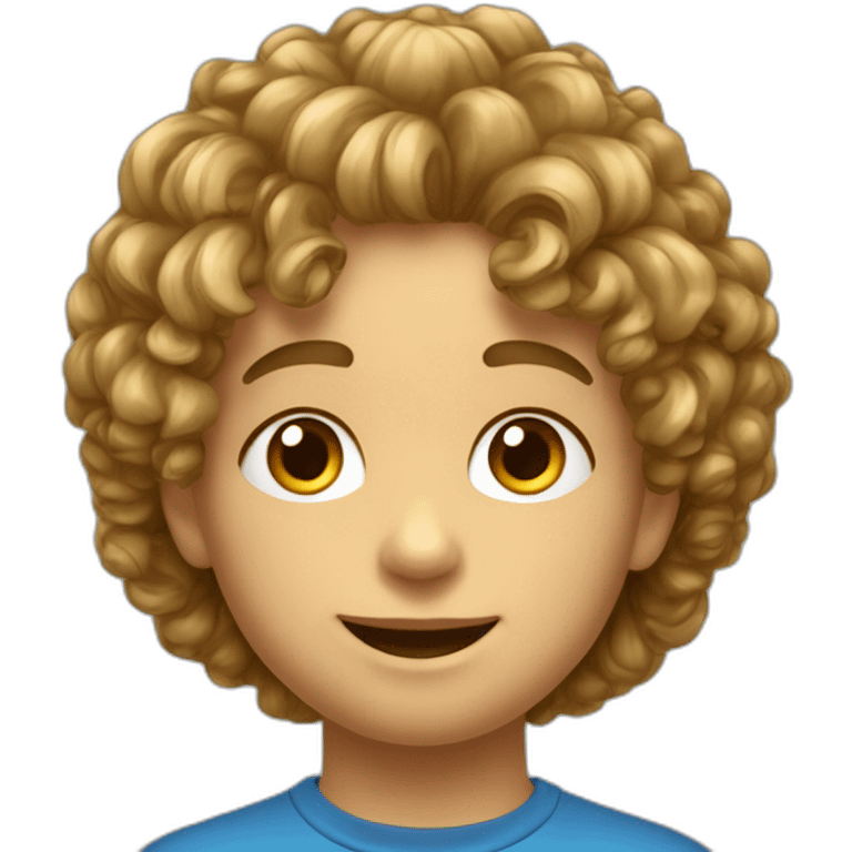 Garçon enfants avec les cheveux bouclés et des boucles d’oreilles emoji