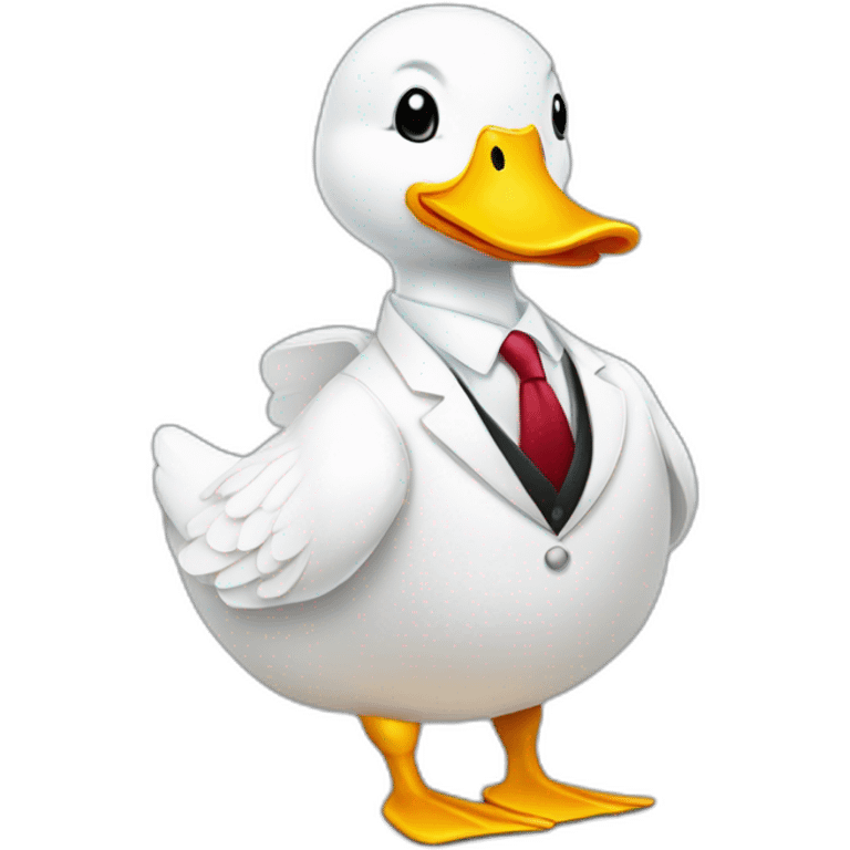 general body building white duck in suit emoji