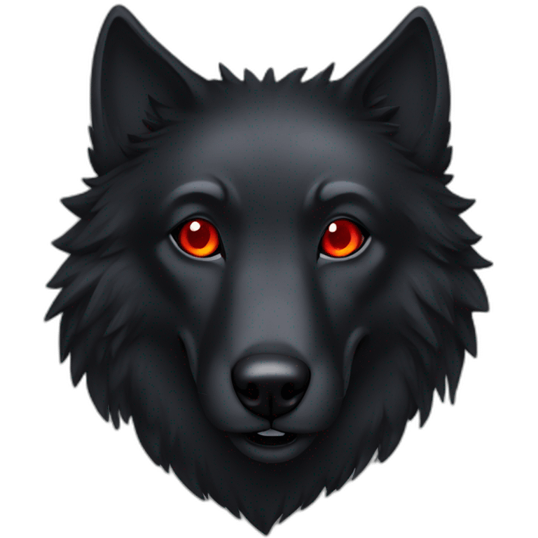 Black Wolf with red eyes, blank background  emoji