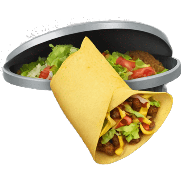 a taco in the rubbish bin emoji