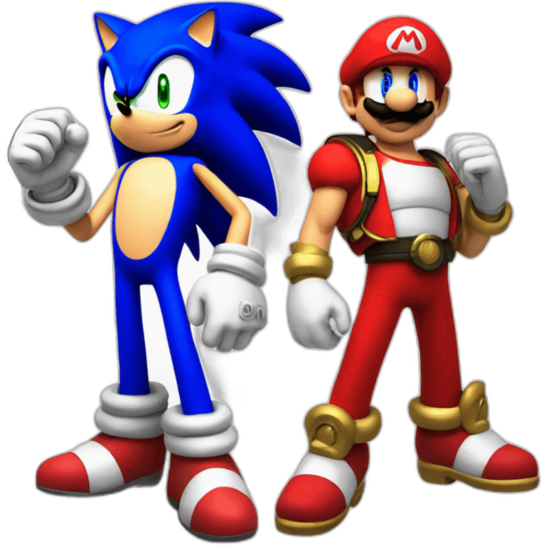 Sonic and mario having a thumbwar emoji