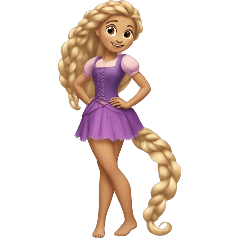 Rapunzel with past her leg hair in one big braid emoji