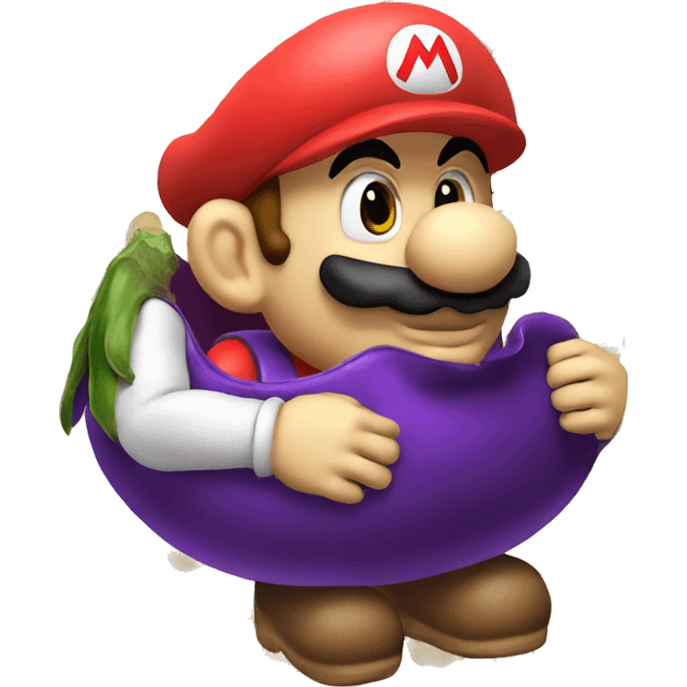 mario eating an eggplant emoji