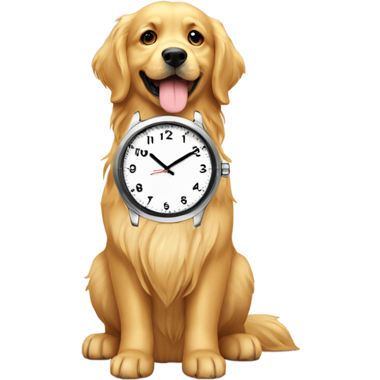 Golden retriever with watch emoji