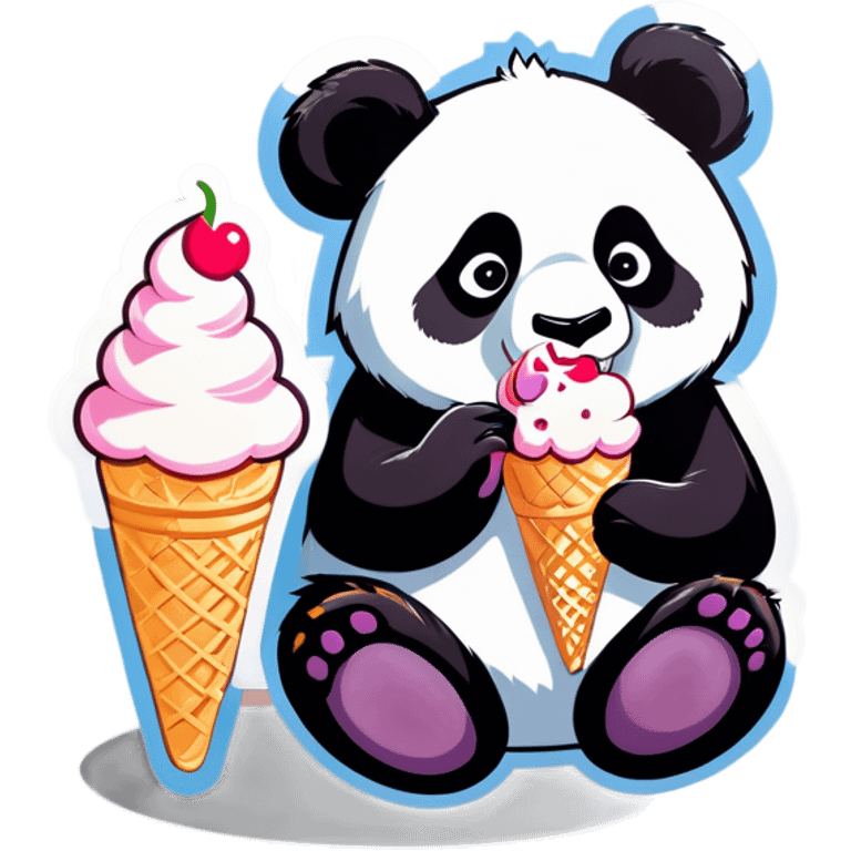 Panda eating ice cream emoji