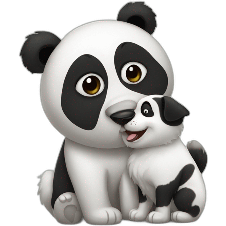 Panda kissing dog emoji