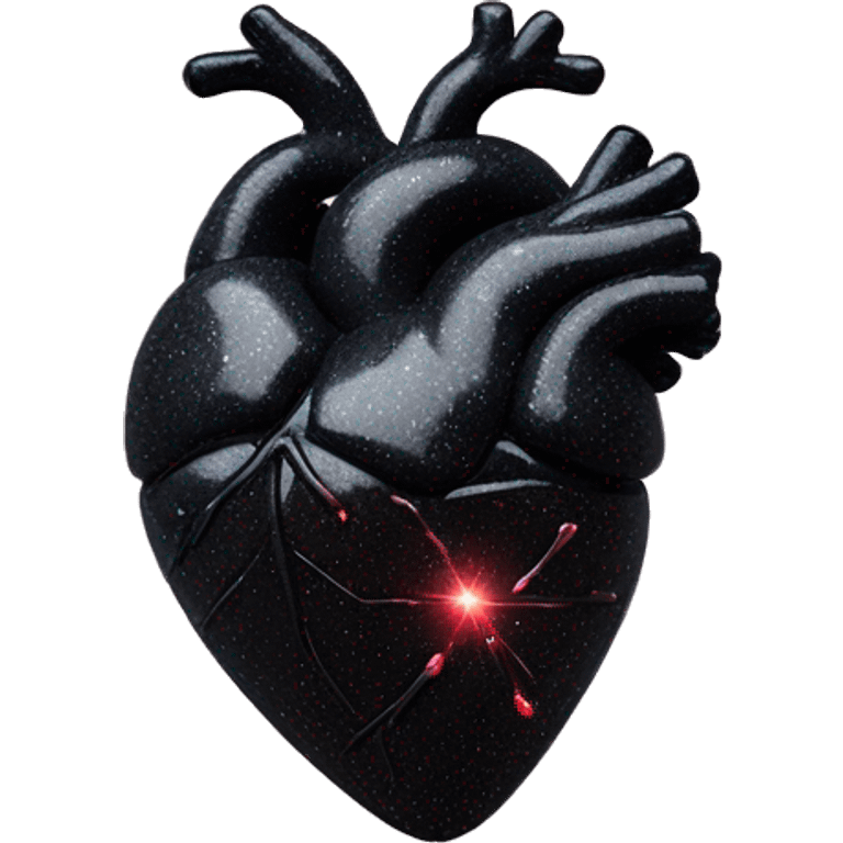 Black glittery anatomical heart emoji