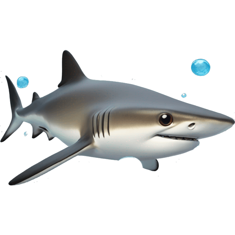 Black tip reef shark with bubbles around emoji