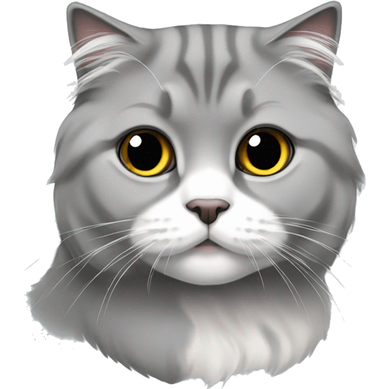 grey white long hair Scottish Fold cat  emoji