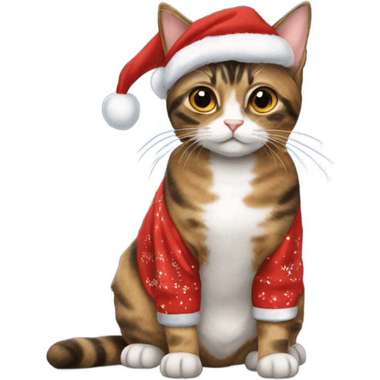 Torbie cat wearing Christmas pjs emoji