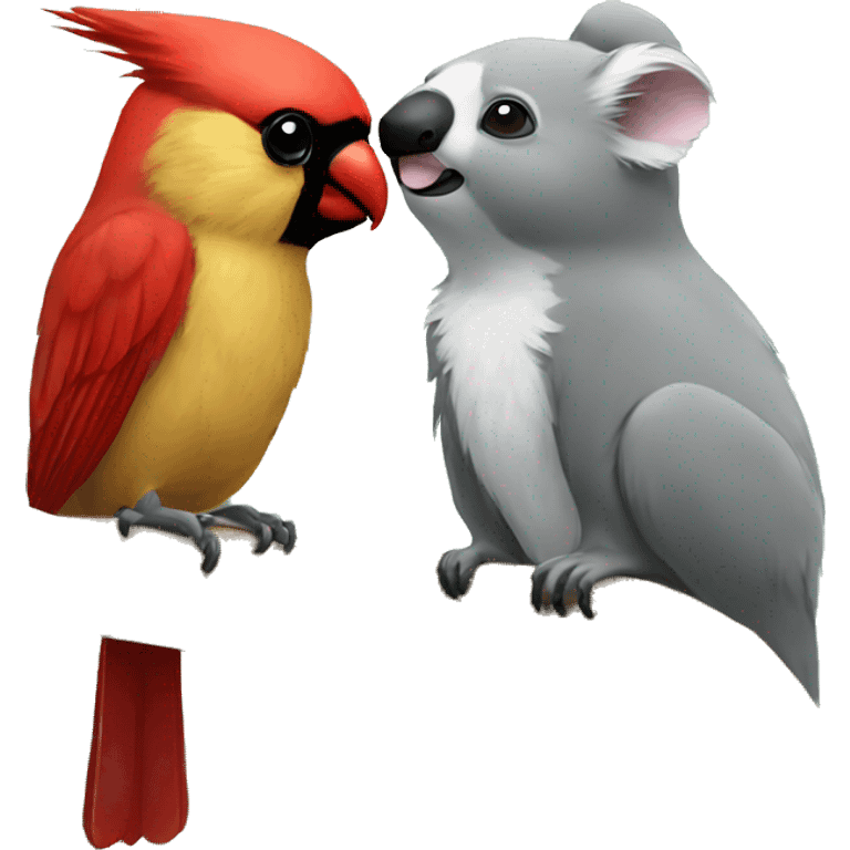 cardinal bird and koala bear kiss emoji