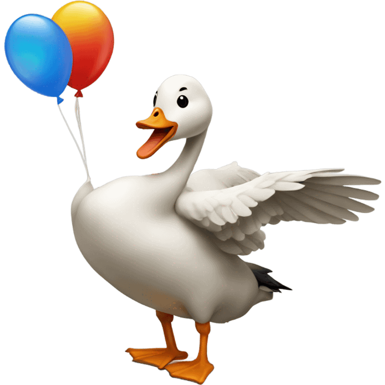 A goose blowing up a balloon emoji