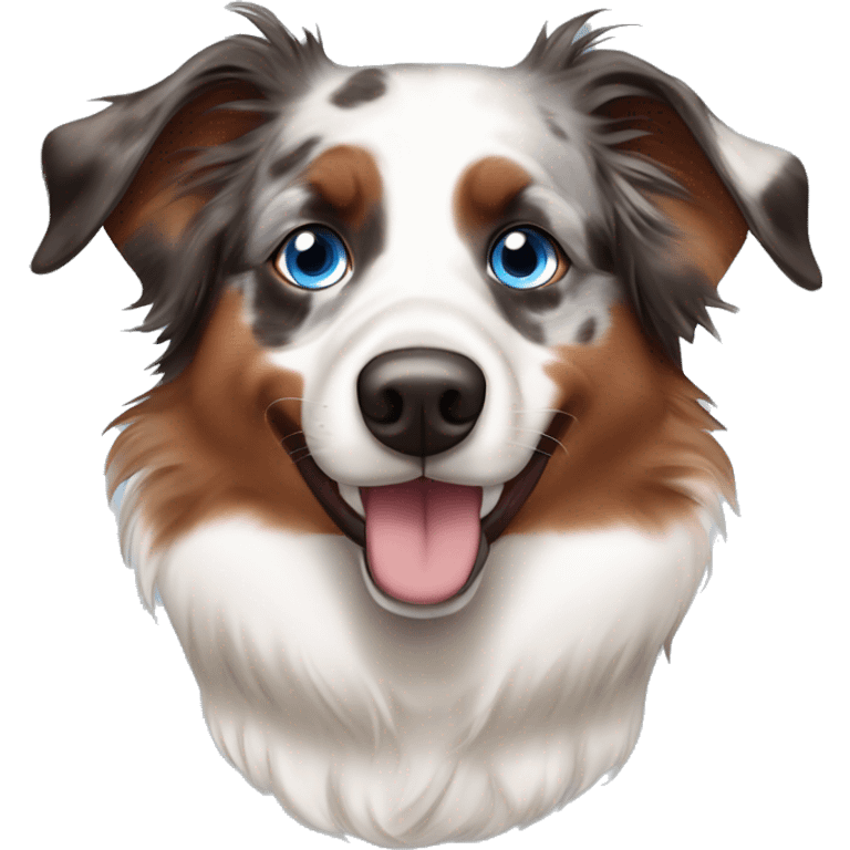 Red Merle Australian Shepherd with one eye brown and the other blue emoji