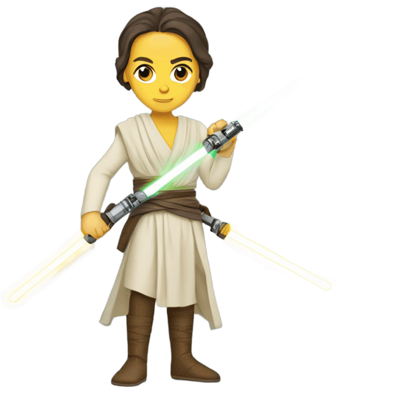 rey skywalker holding a yellow lightsaber emoji